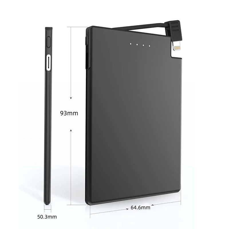 Ultra-thin Compact Portable With Cable Mobile Power Supply