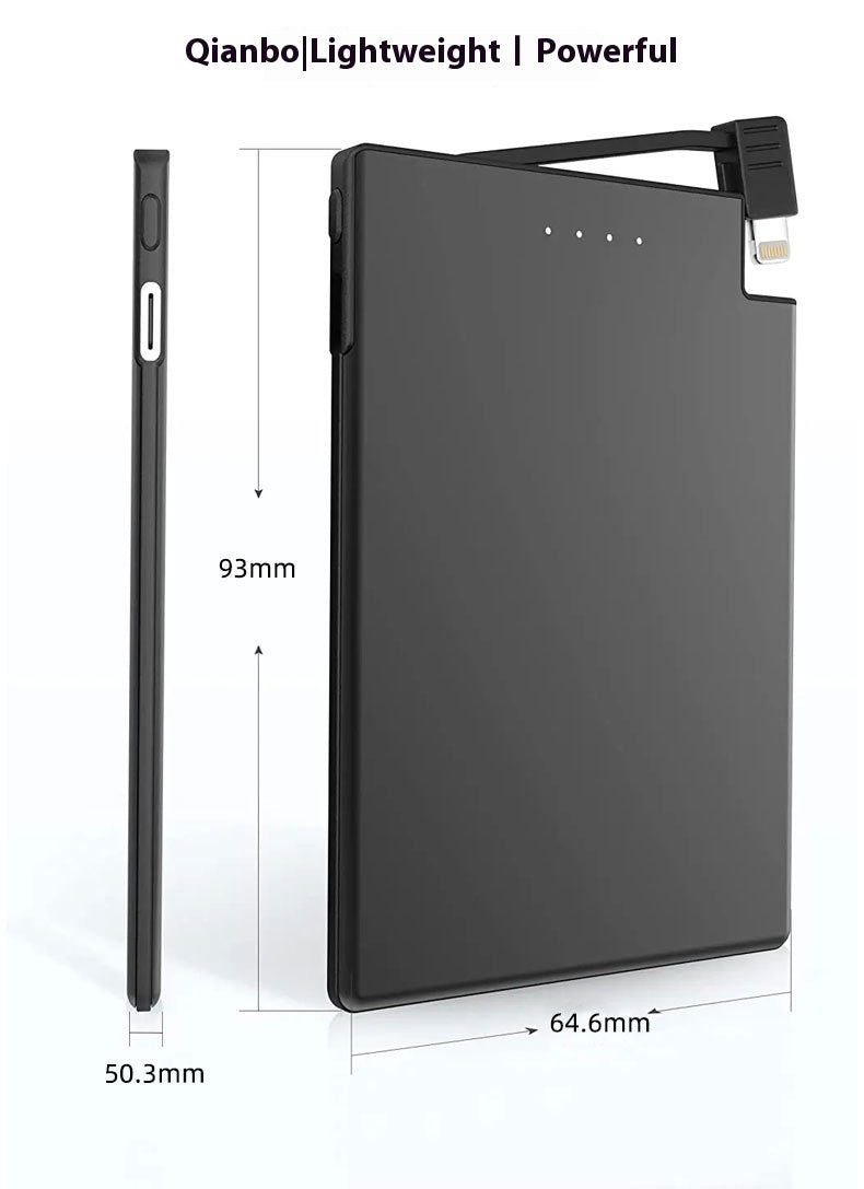 Ultra-thin Compact Portable With Cable Mobile Power Supply